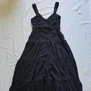 Anthropologie Black Tiered Maxi Sundress Size L